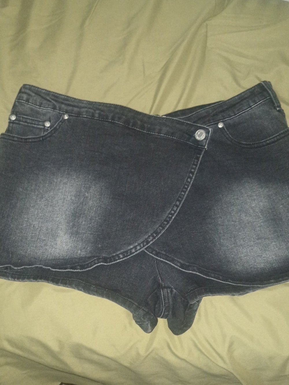 Altar'd State Black Washed Denim Skort